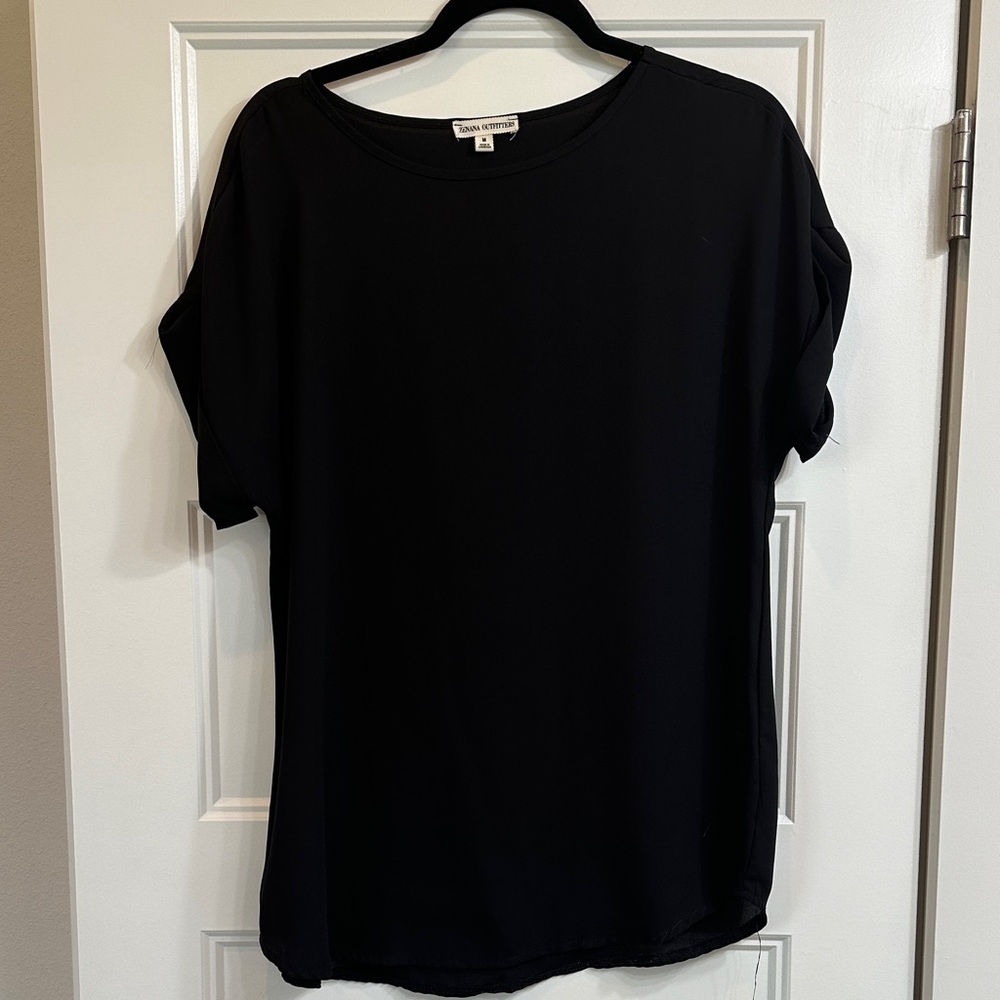 Black Women's Short Sleeve Blouse - Zenana